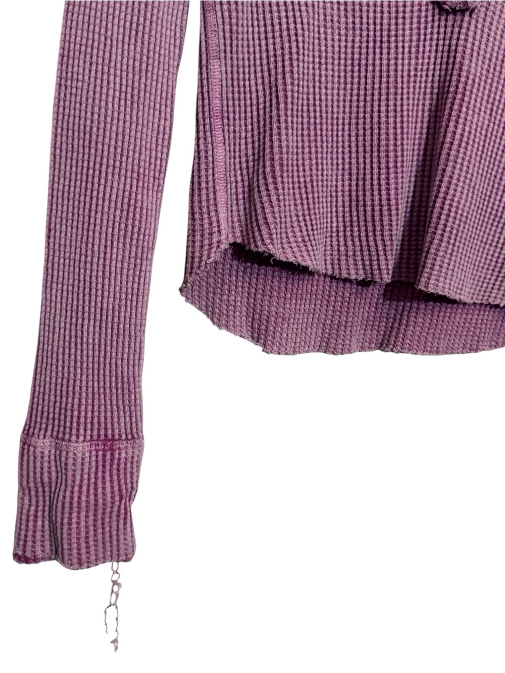 Free People FP One Colt Thermal Top Small Purple Boho Beach Waffle Knit Distress - Picture 4 of 9